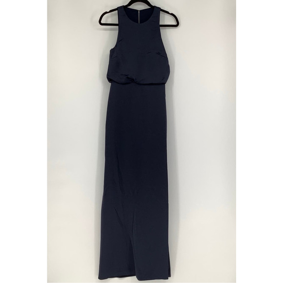 NEW! Dessy Collection Sz 2 Charmeuse Trumpet Gown Midnight Dress $242 msrp I24-6 - Picture 3 of 10